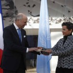 Remise des clés à l’ONU par Laurent Fabius