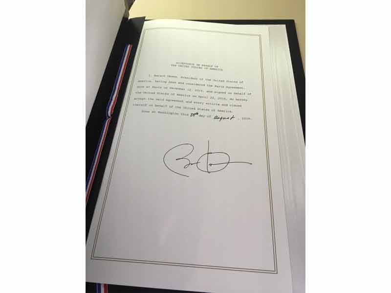 accord de Paris signé par Barack Obama