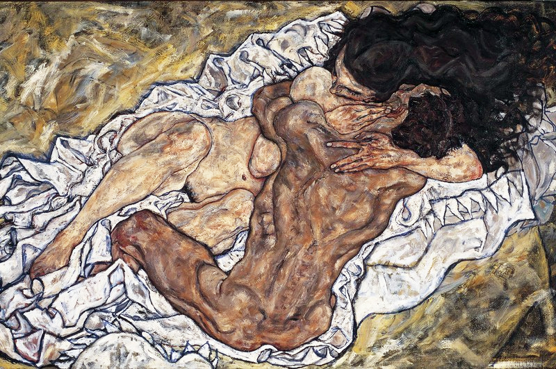 Vienne : Egon Schiele : L'étreinte (amants II), 1917 (Orangerie: « Egon Schiele - Les chemins d'une exposition »)