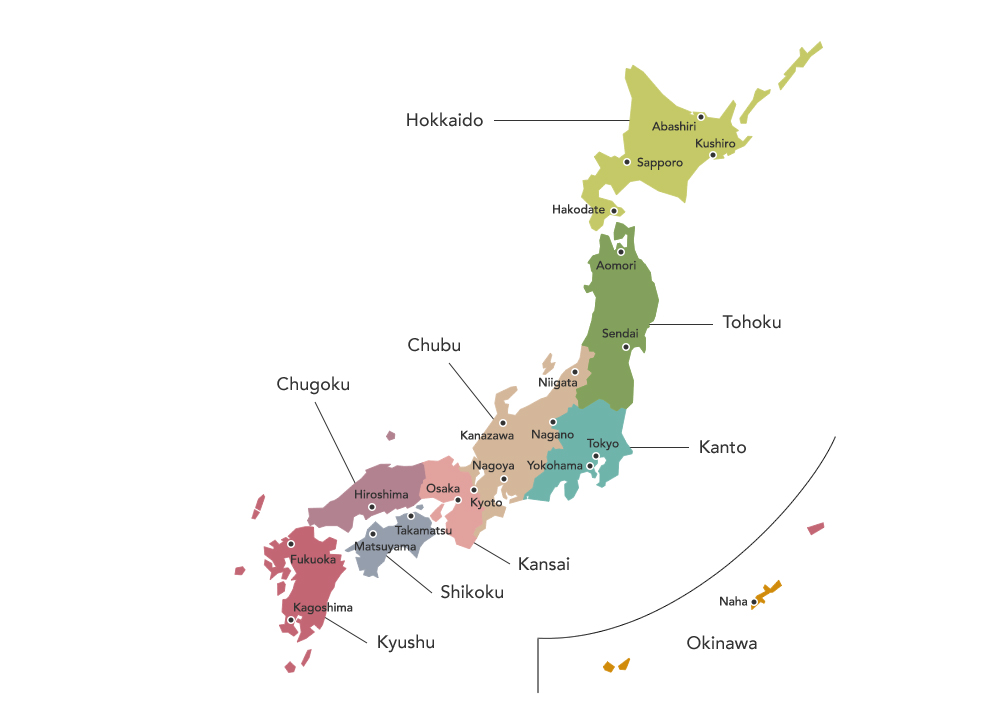 Carte du Japon - Source JNTO