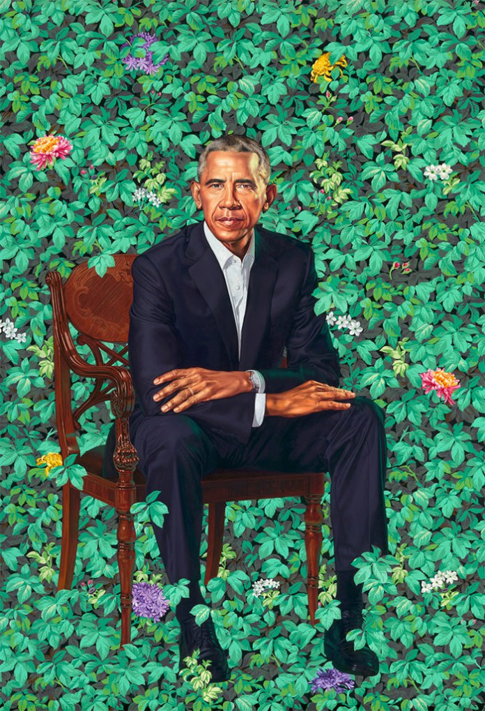 Barack Obama official portrait by Kehindre Wiley