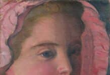 Maurice Denis : La première période de ma peinture, c’est l’amour… MAURICE DENIS, Portrait de Marthe à la capeline rose, c. 1893, Huile sur toile, 27,5 x 20,6 cm