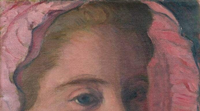 Maurice Denis : La première période de ma peinture, c’est l’amour… MAURICE DENIS, Portrait de Marthe à la capeline rose, c. 1893, Huile sur toile, 27,5 x 20,6 cm