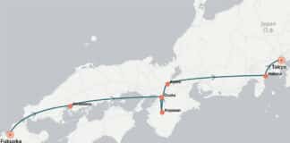 Le Japon de Fukuoka à Tokyo Carte du voyage au Japon